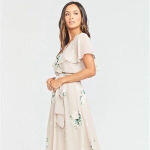 Show Me Your MuMu Floral Beige Wrap Dress